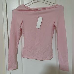 New with tags CSB Boat Neck Long Sleeve Top Pink
